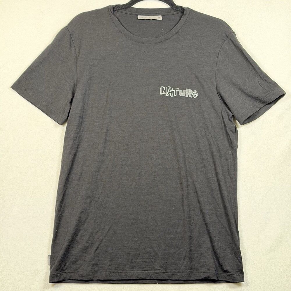 Icebreaker Merino Wool T Shirt Men’s M Gray Nature Graphic Short Sleeve Outdoor